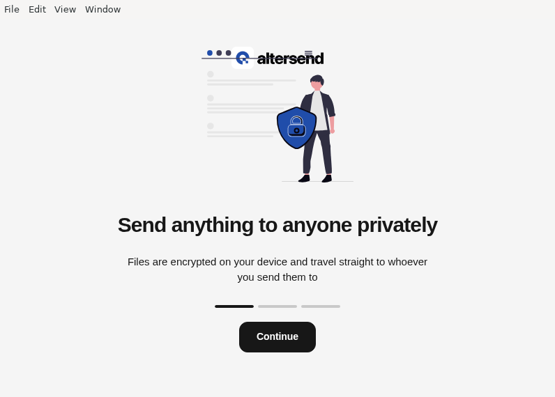 Screenshot of AlterSend