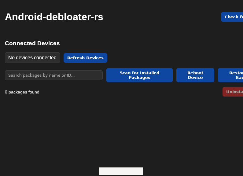 Screenshot of Android-debloater