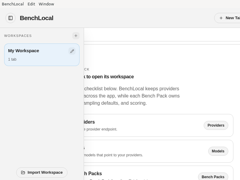 Screenshot of BenchLocal