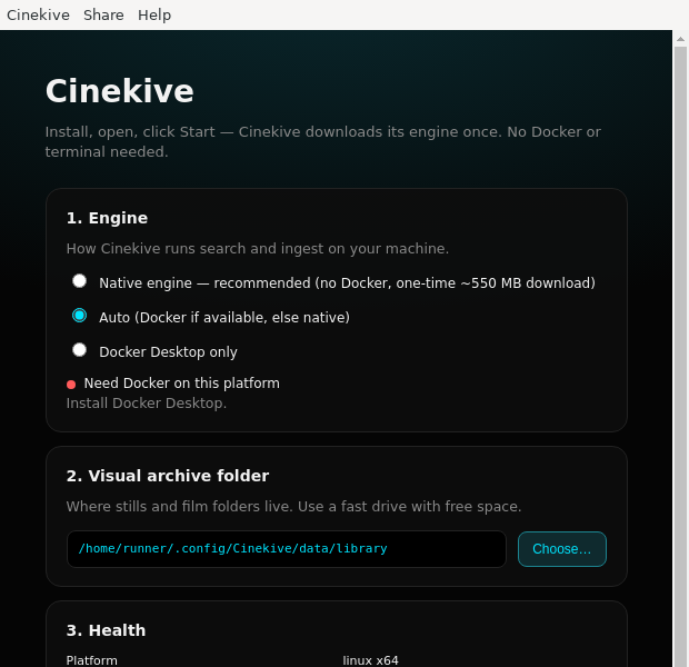 Screenshot of Cinekive