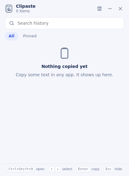 Screenshot of Clipaste