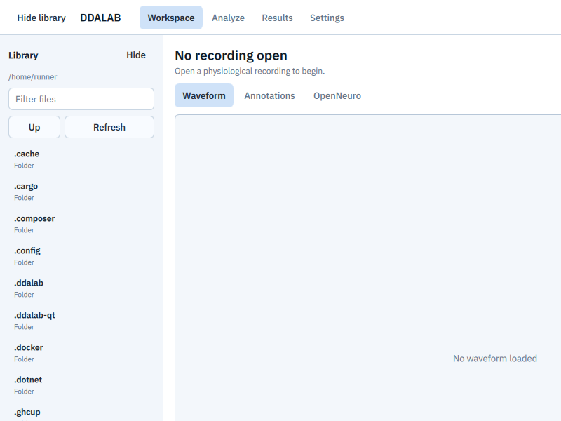 Screenshot of DDALAB