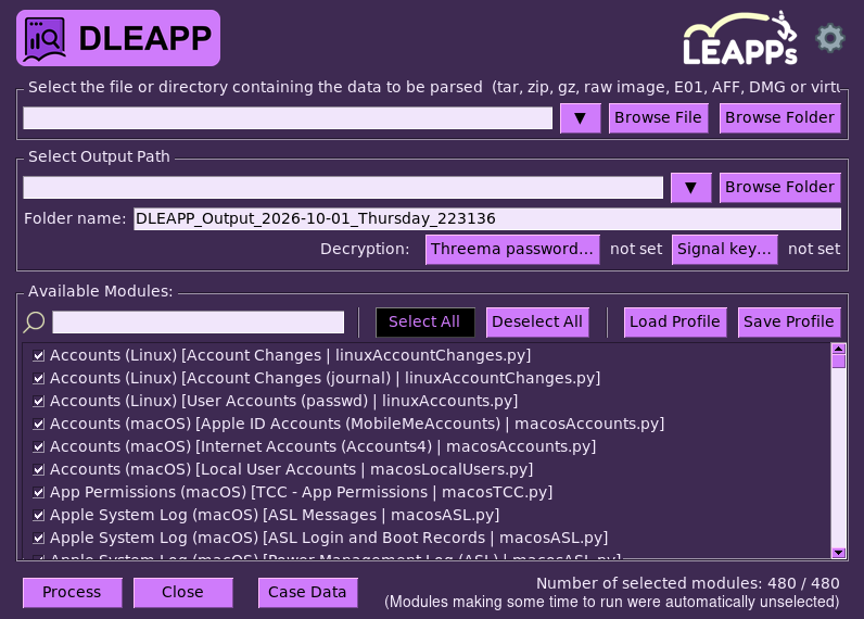 Screenshot of DLEAPP
