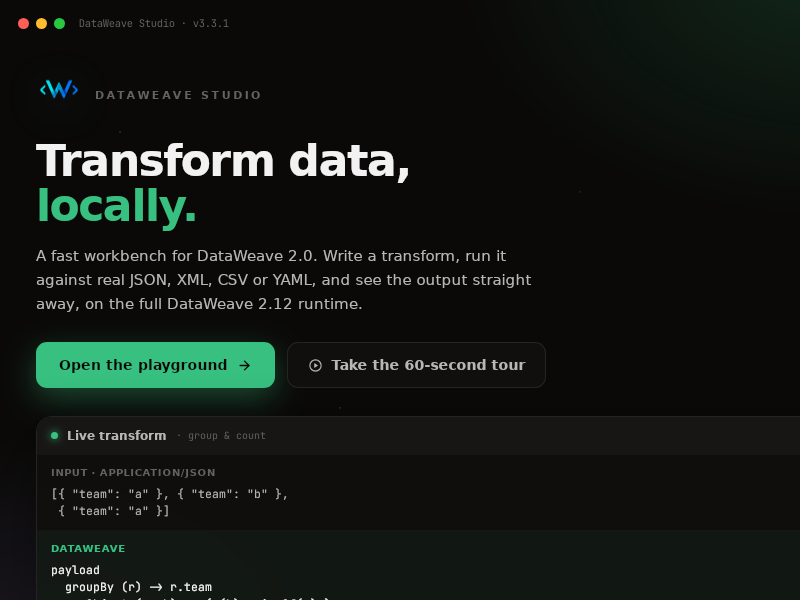 Screenshot of DataWeave_Studio