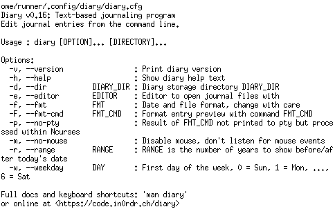 Screenshot of Diary