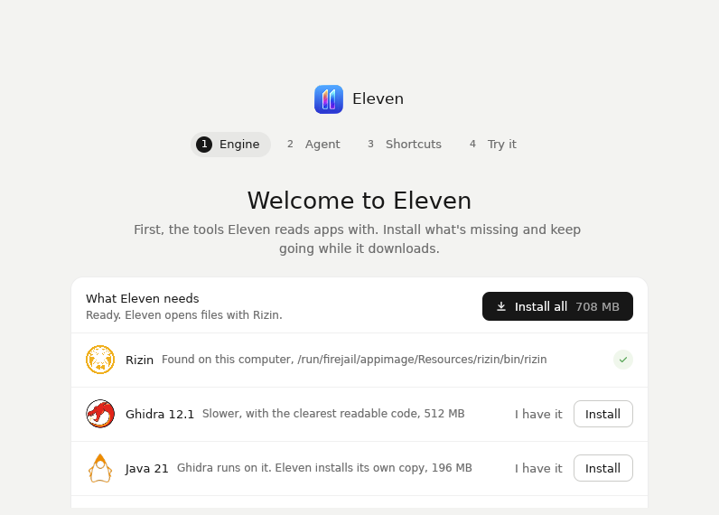 Screenshot of Eleven