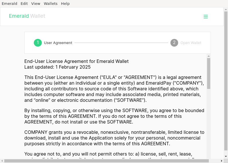 Screenshot of EmeraldWallet