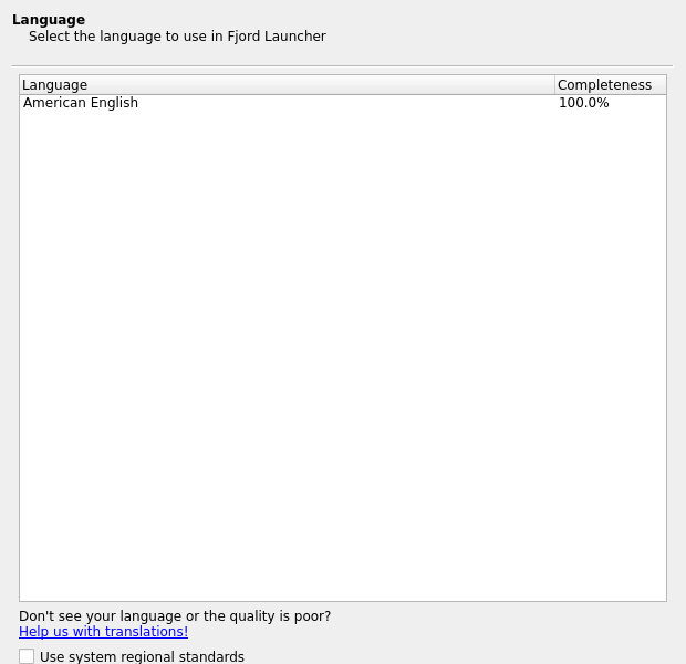 Screenshot of FjordLauncher