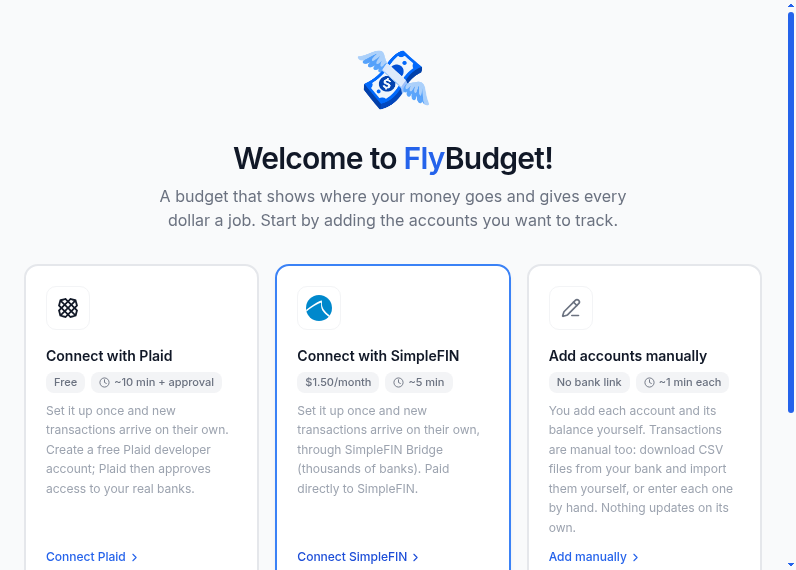 Screenshot of FlyBudget