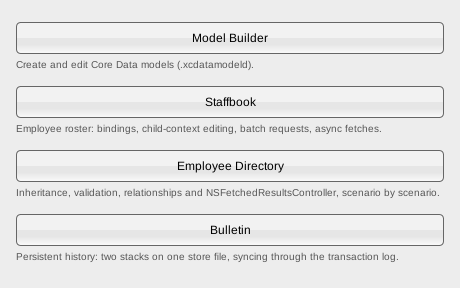 Screenshot of FreeCoreData
