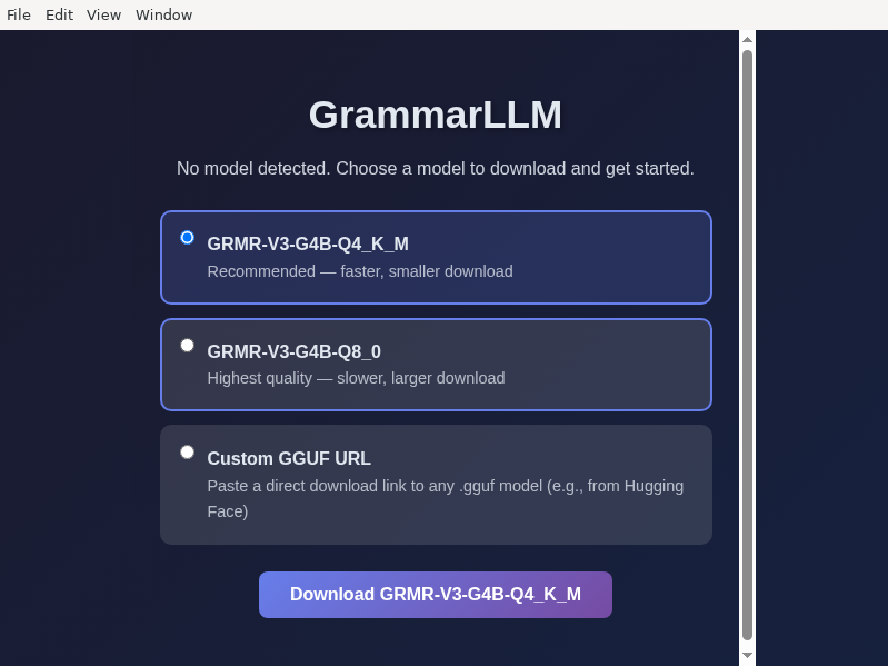 Screenshot of GrammarLLM