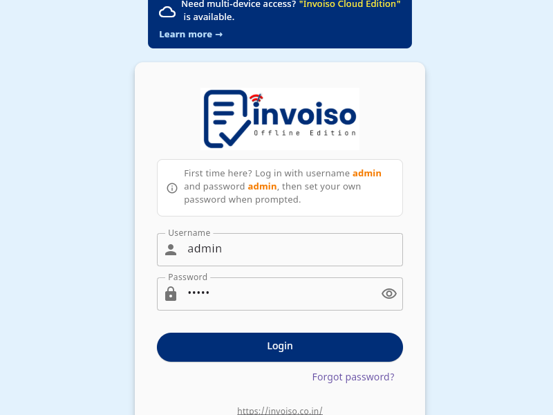 Screenshot of Invoiso