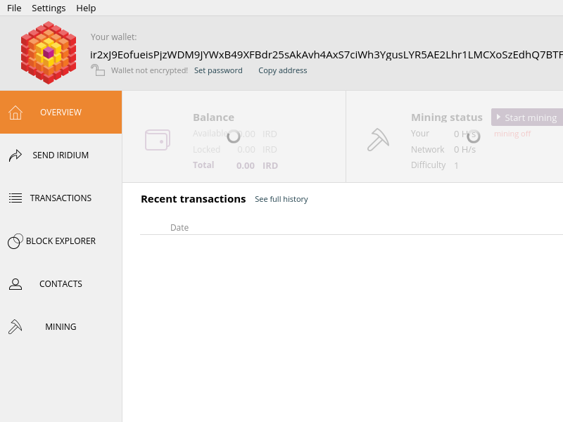 Screenshot of Iridium_Wallet