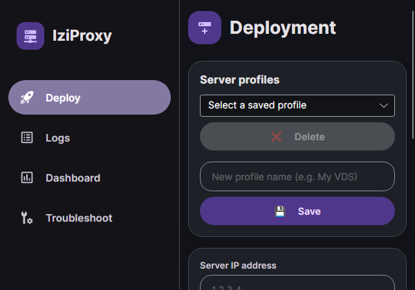 Screenshot of IziProxy