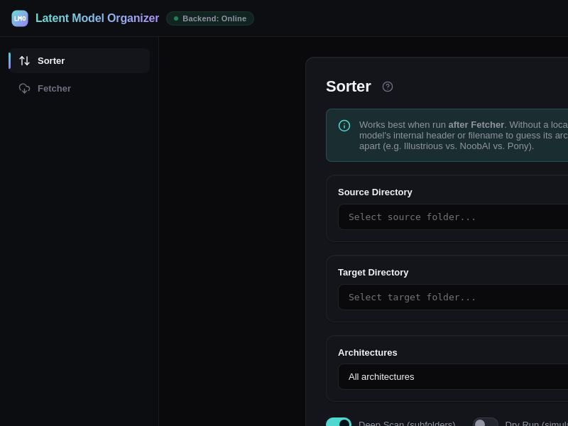 Screenshot of Latent_Model_Organizer