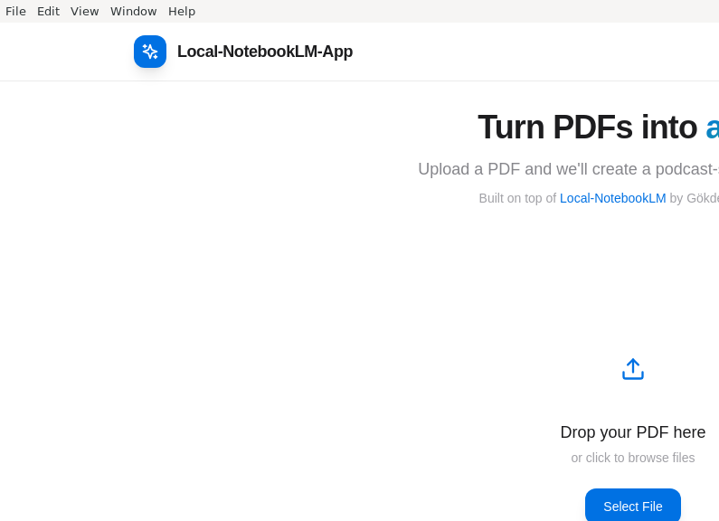 Screenshot of Local-Notebook-LM-App
