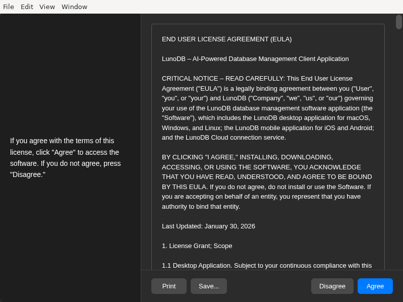 Screenshot of LunoDB