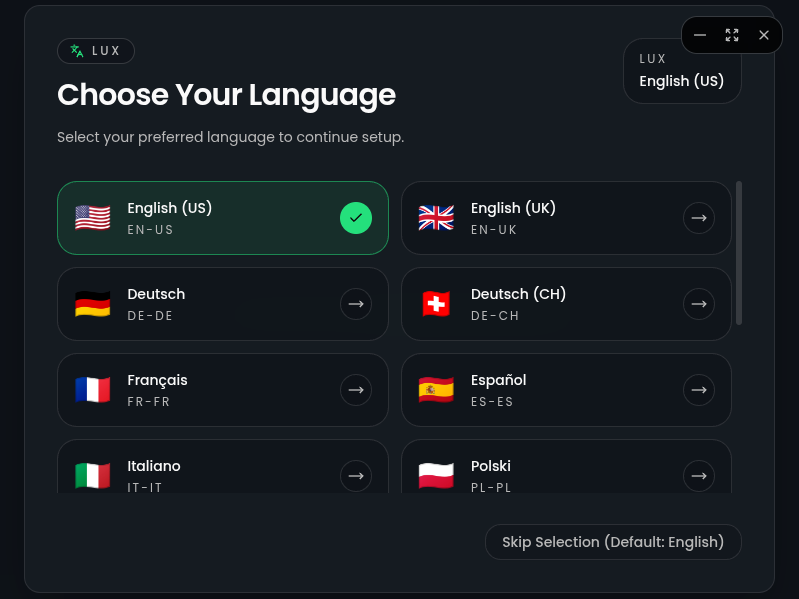 Screenshot of LuxClient