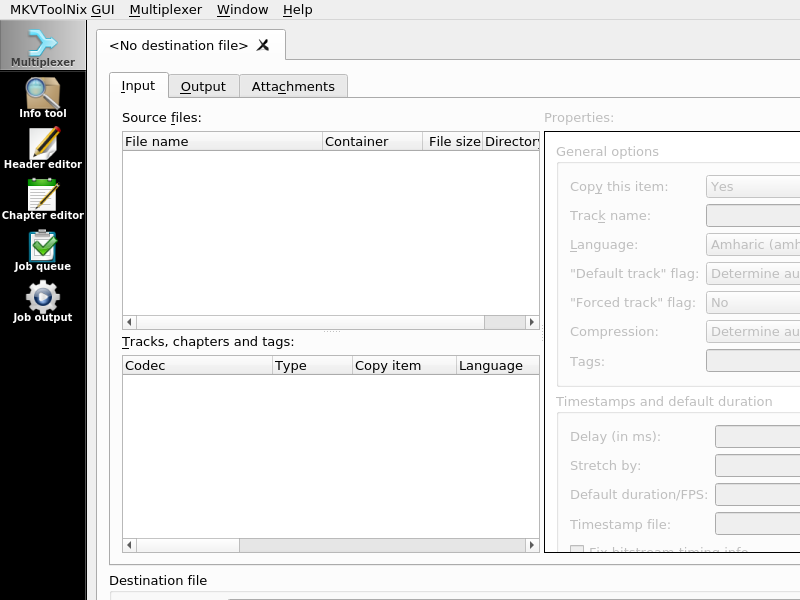 Screenshot of MKVToolNix