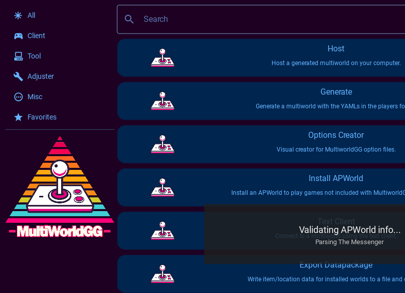 Screenshot of MultiworldGG