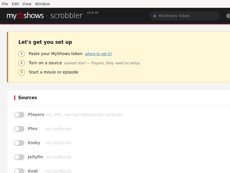 Screenshot of MyShows_Scrobbler