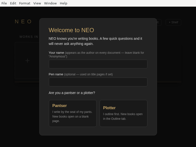 Screenshot of NEO