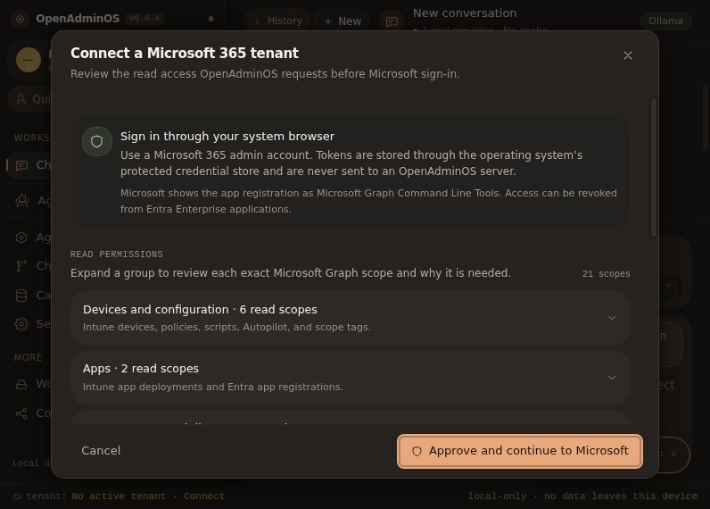 Screenshot of OpenAdminOS