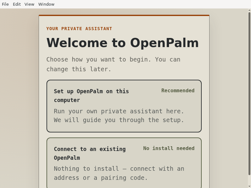 Screenshot of OpenPalm