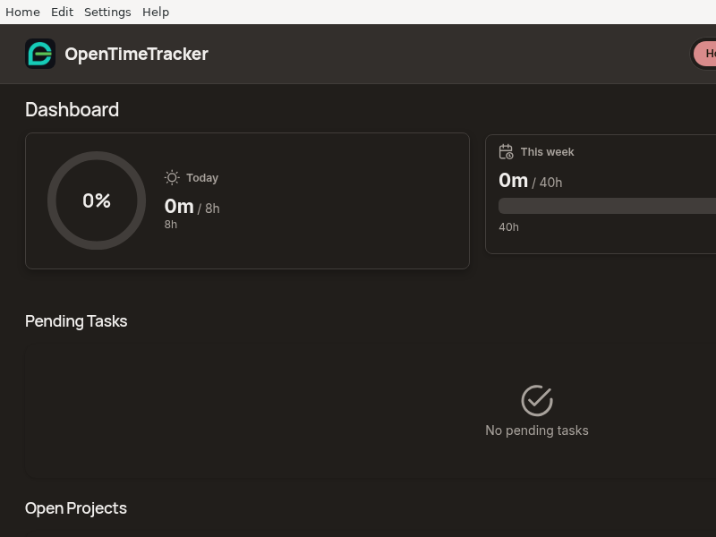 Screenshot of OpenTimeTracker