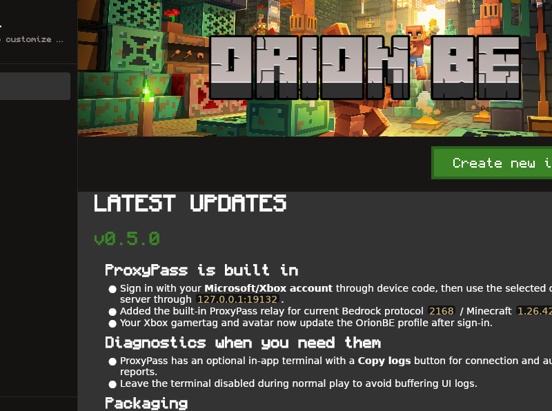 Screenshot of OrionLauncher