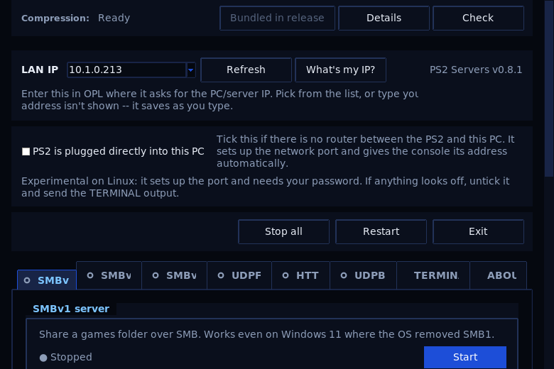 Screenshot of PS2-Servers