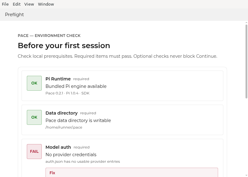 Screenshot of Pace