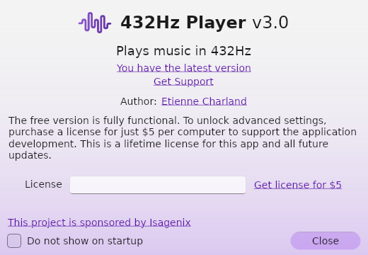 Screenshot of Player432Hz-3.0
