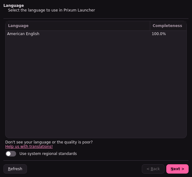 Screenshot of PrixumLauncher