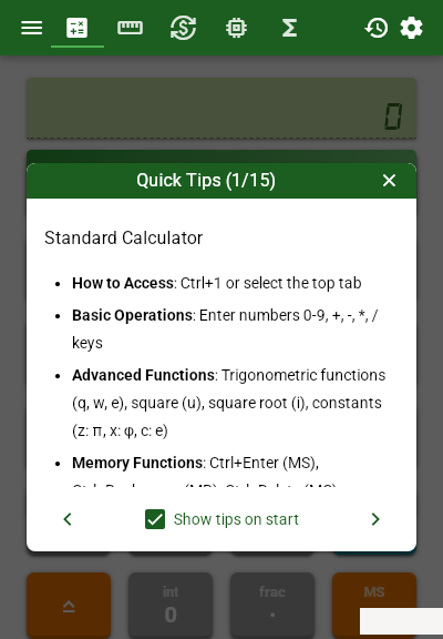 Screenshot of QCalc