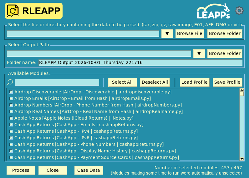 Screenshot of RLEAPP