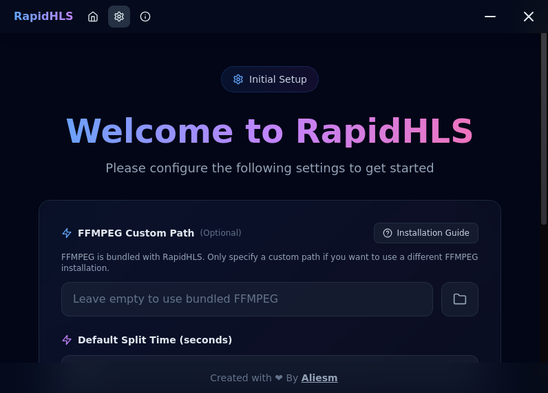 Screenshot of RapidHLS