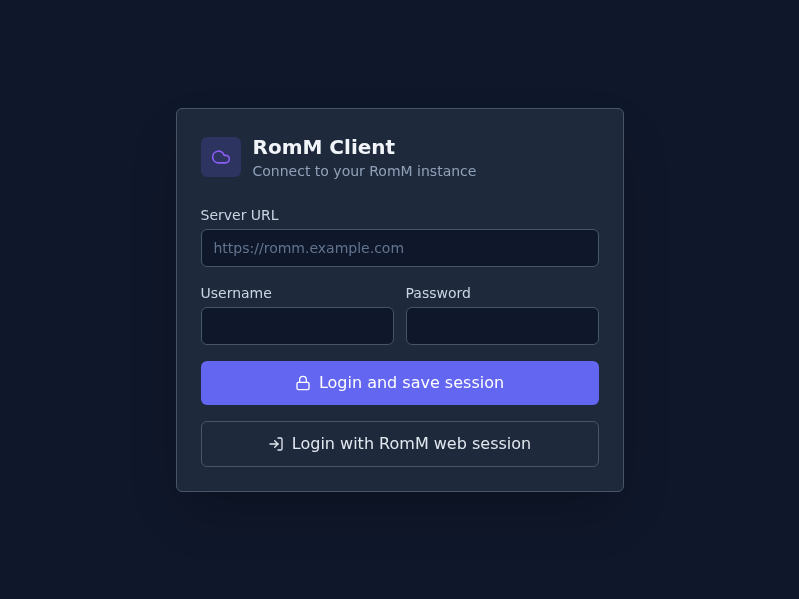 Screenshot of RomMClient