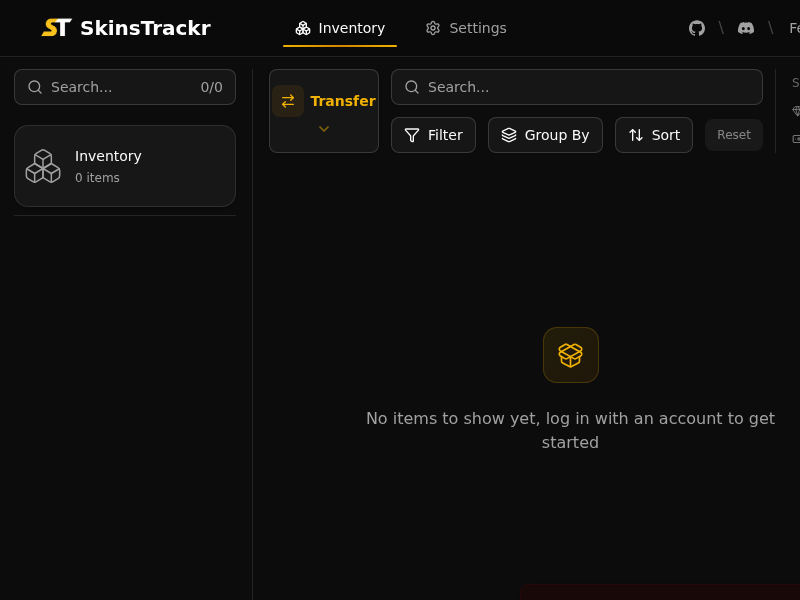 Screenshot of SkinsTrackr