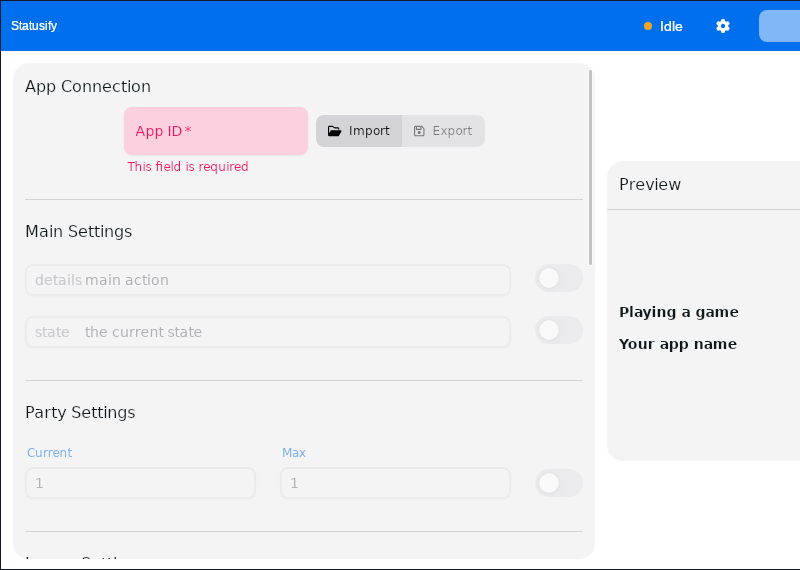 Screenshot of Statusify