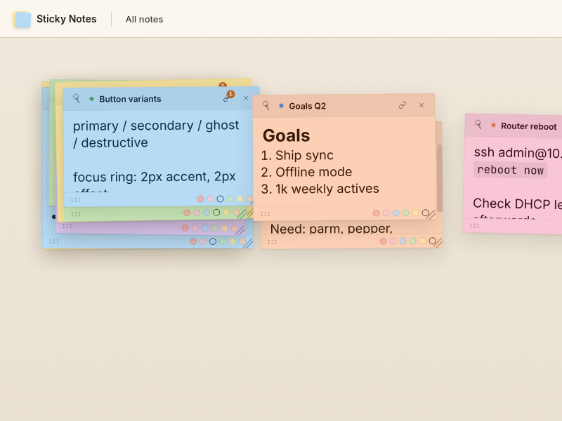 Screenshot of StickyNotesCanvas