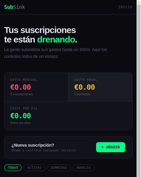 Screenshot of SubSink
