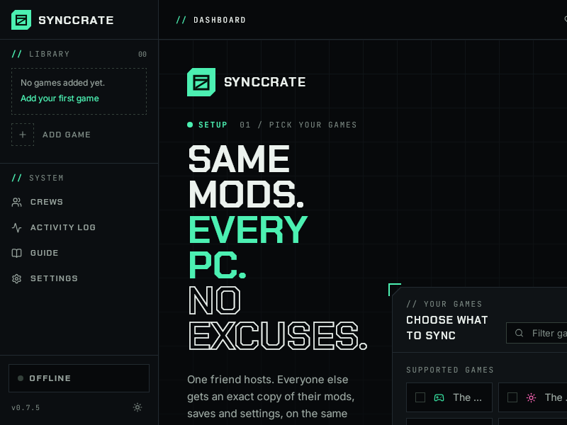 Screenshot of SyncCrate