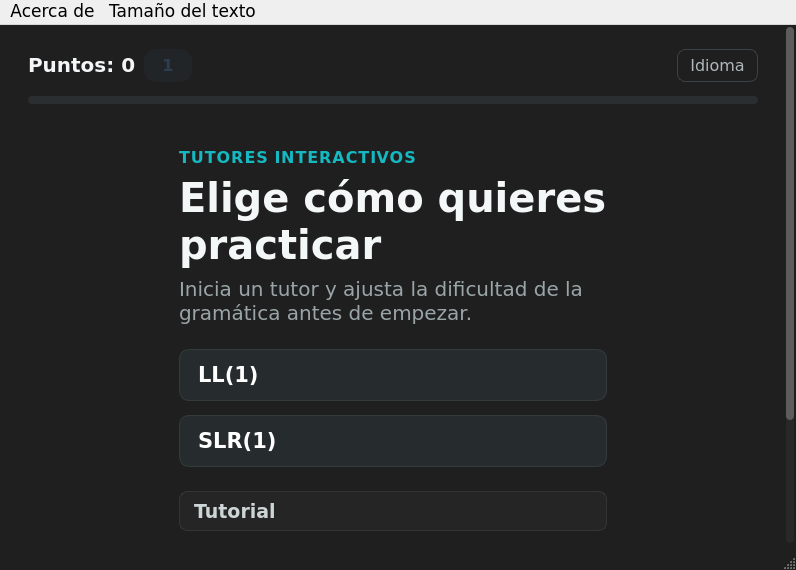 Screenshot of SyntaxTutor