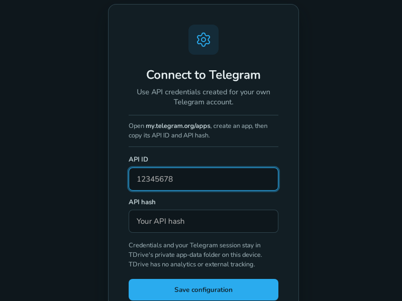 Screenshot of TDrive