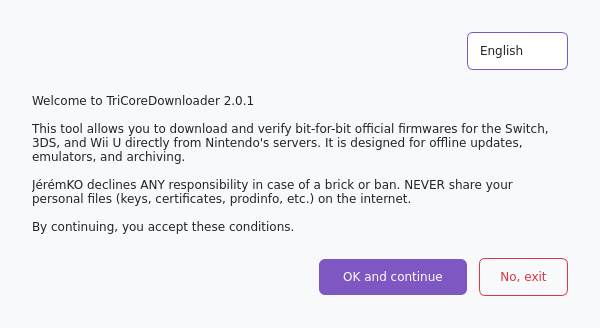 Screenshot of TriCoreDownloader