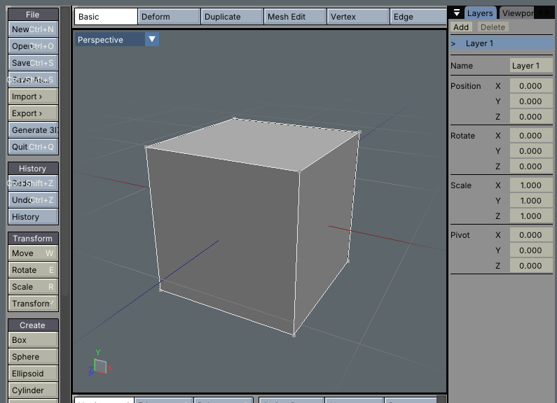 Screenshot of Vibe3D