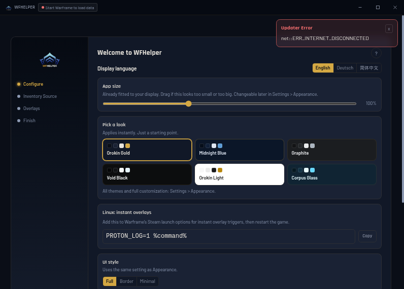 Screenshot of WFHelper