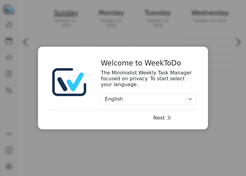 Screenshot of WeekToDo