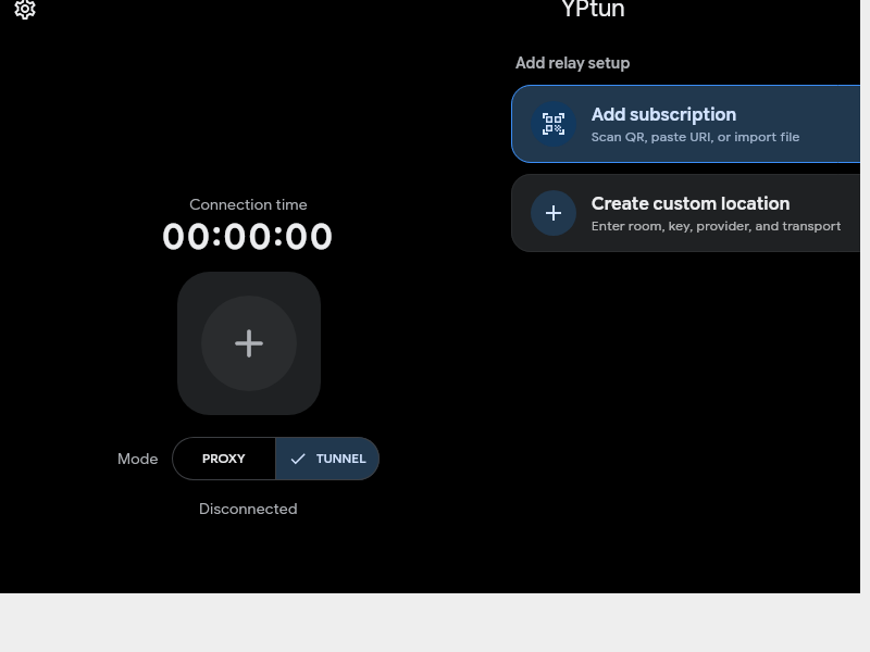 Screenshot of YPtun